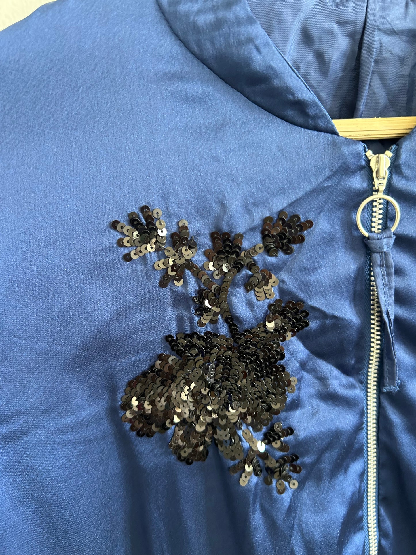Sequinned Embellished Satin bomber jacket