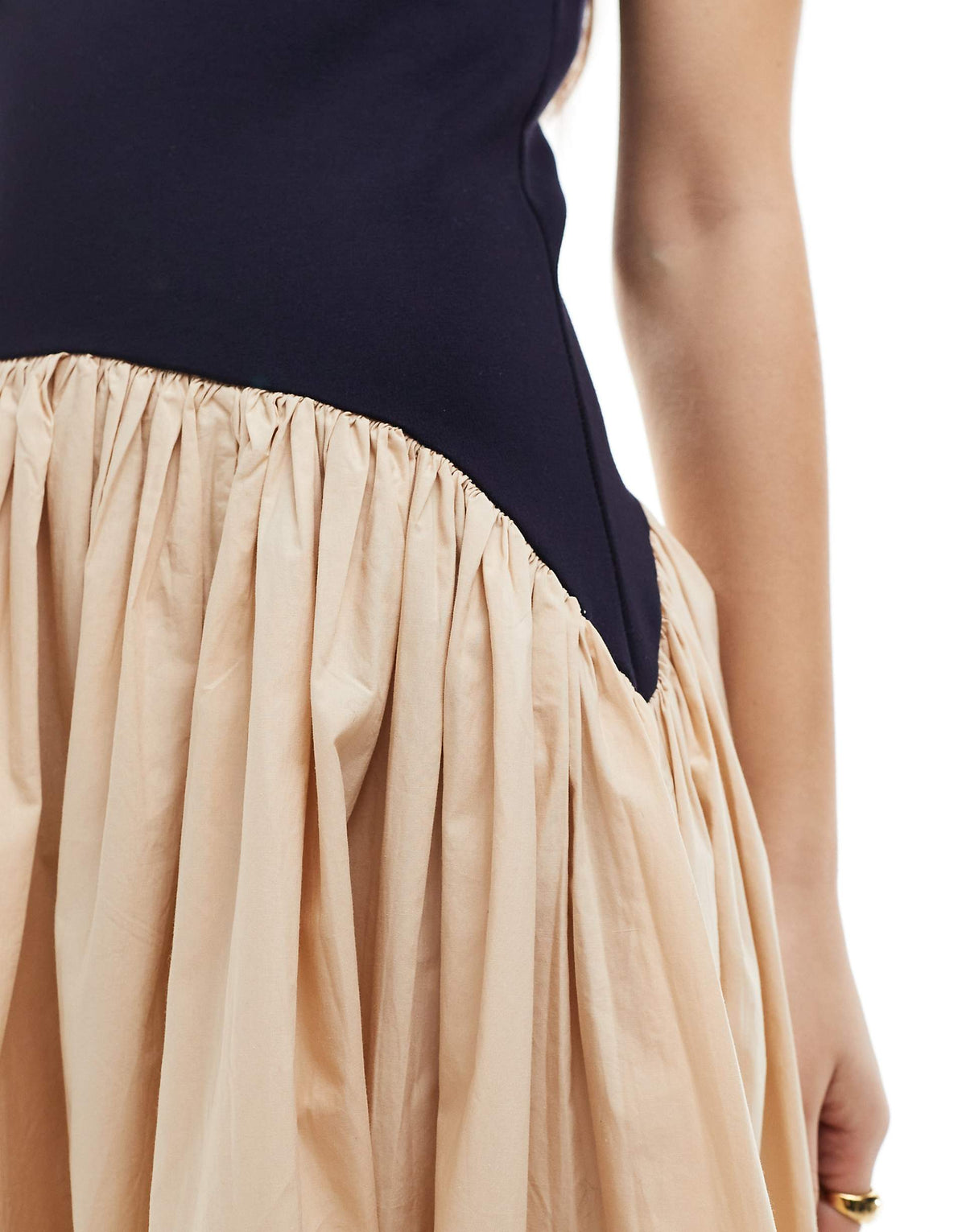 Colorblock Navy Blue Dress: 34”