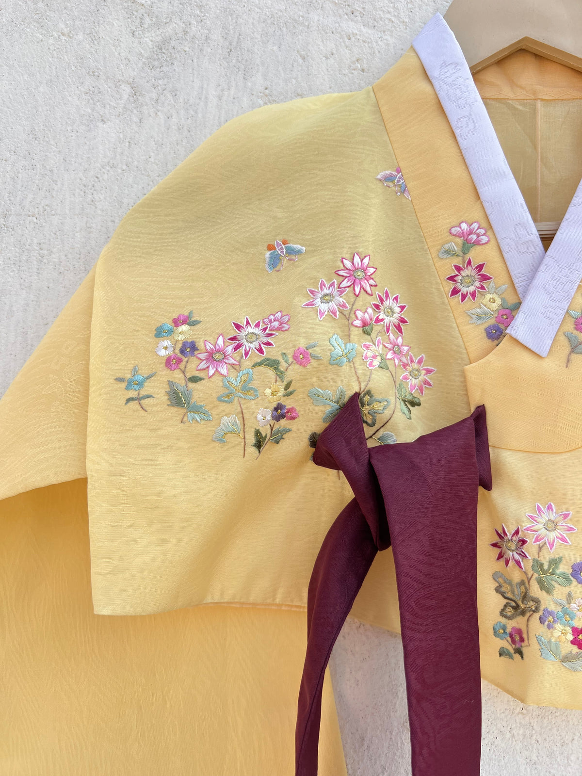 Yellow Floral Hanbok Jacket: 34”