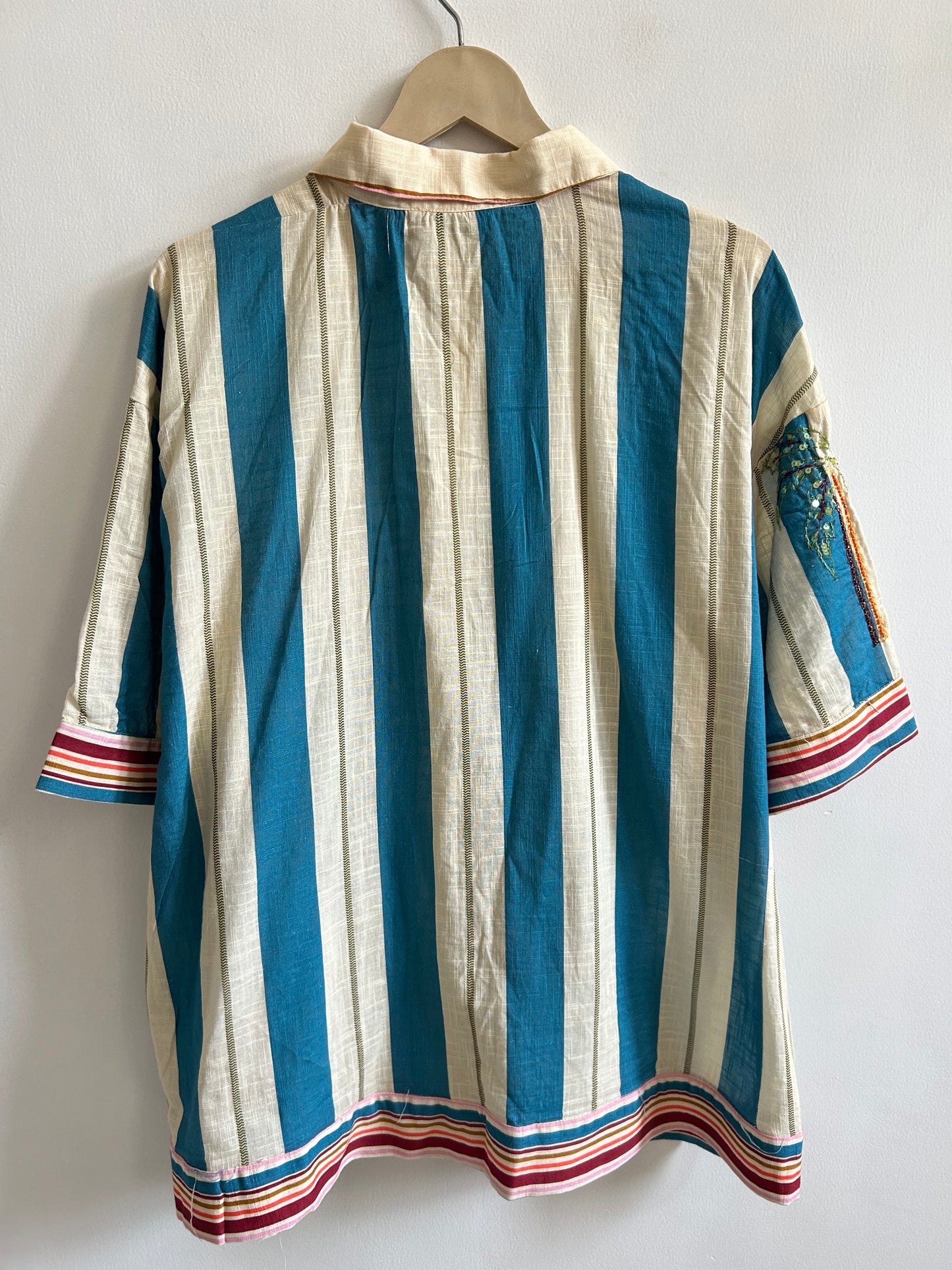 Cotton Embroidered Striped Shirt