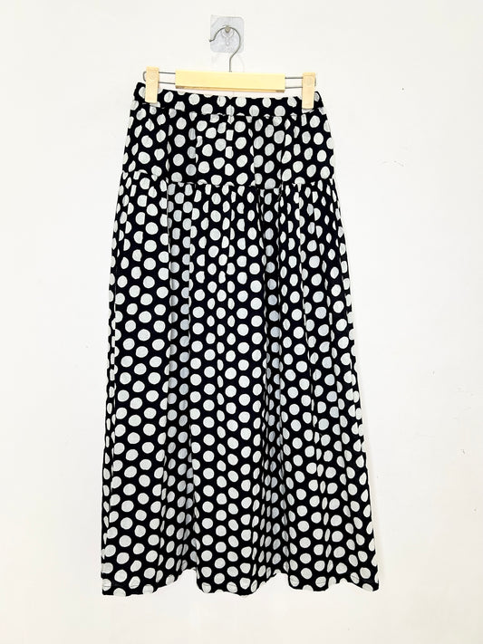 Cotton B&W Polka Dot Skirt (with Pockets)