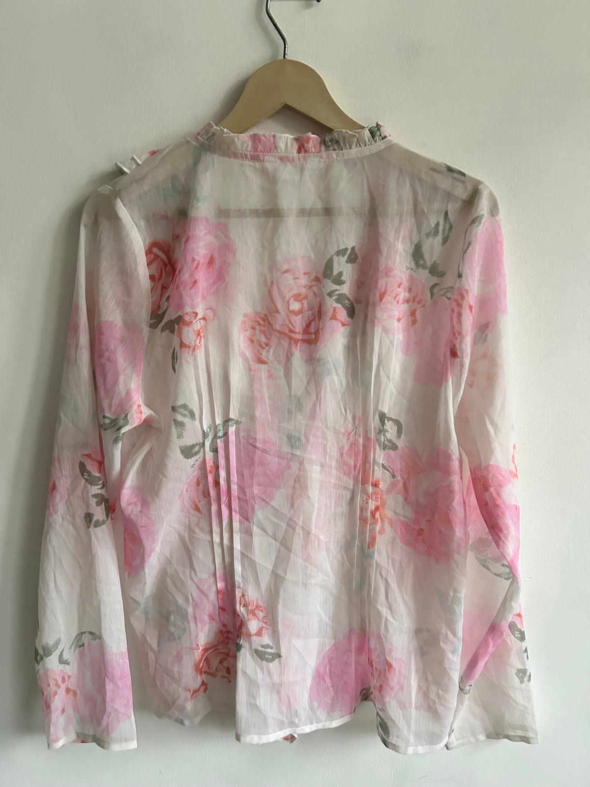 White Floral Ruffle Top: 38”