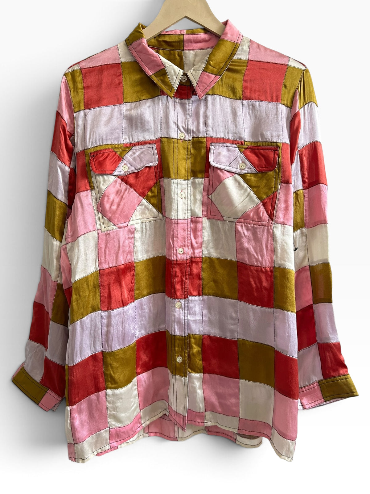 Multicolor Patchwork Shirt: 42”