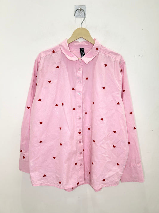 Cotton Embroidered Heart Shirt