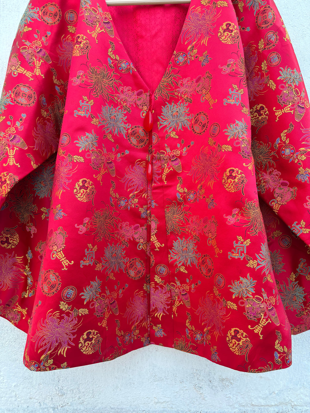 Floral Vintage Red Jacket: 42”
