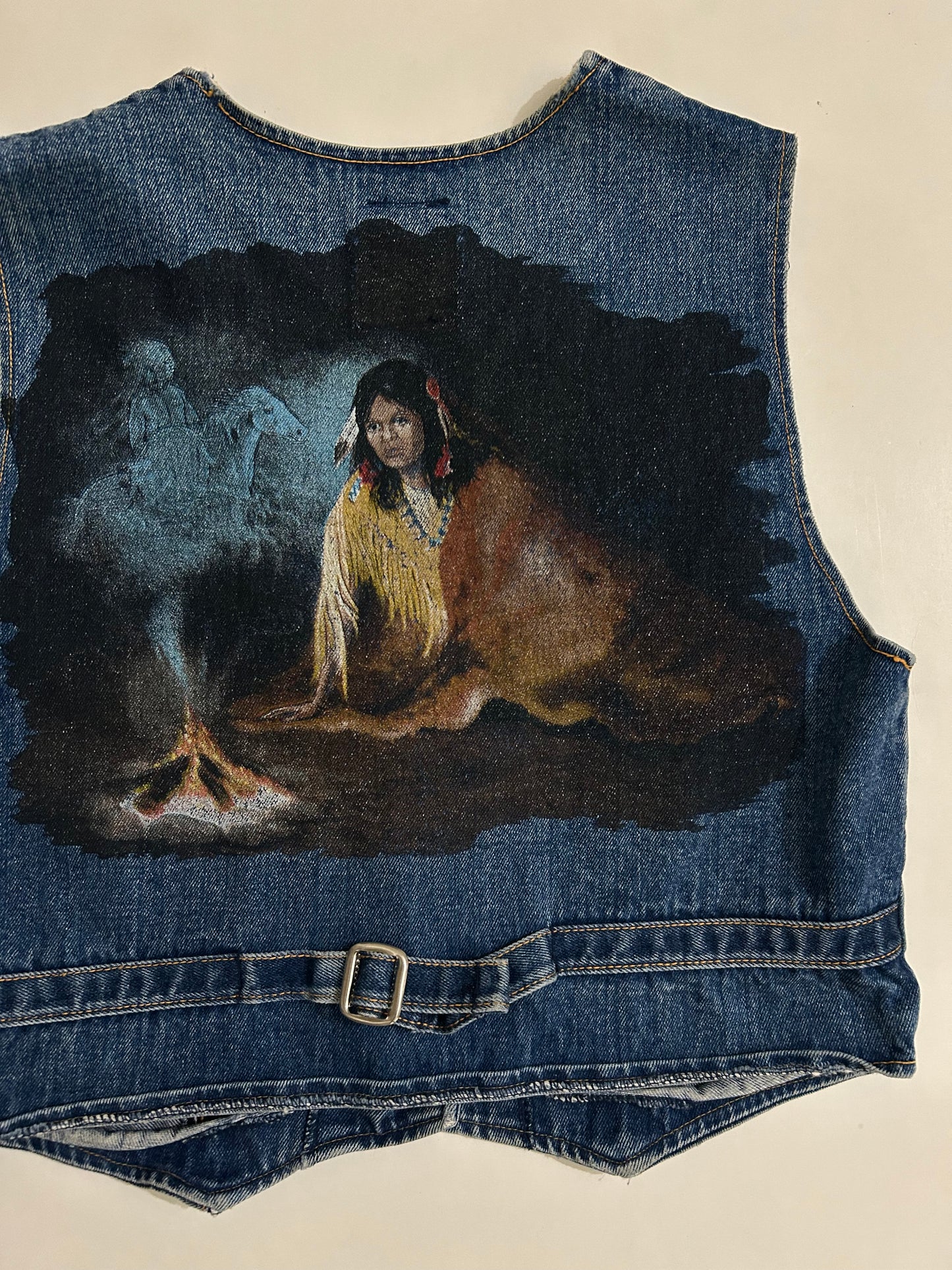 Printed Denim Vest