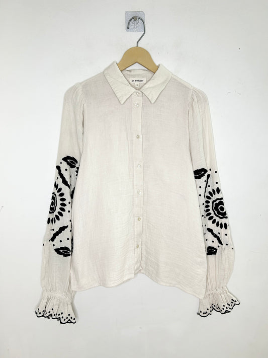 Embroidered Cotton Shirt: Chest- 42”