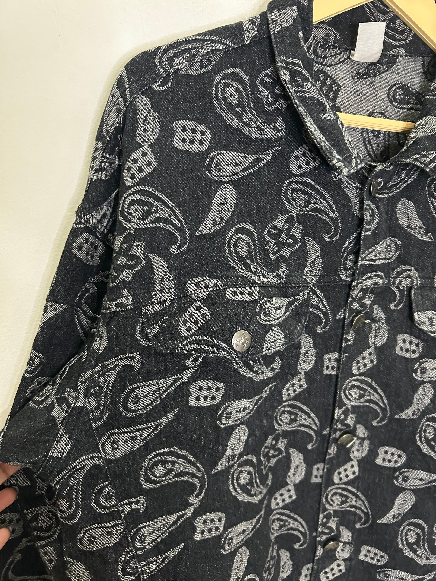 Black Textured Denim Jacket