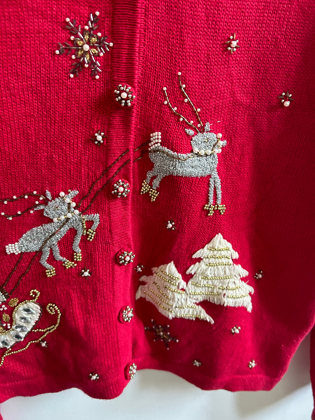 Vintage Reindeer Sleigh Christmas Cardigan