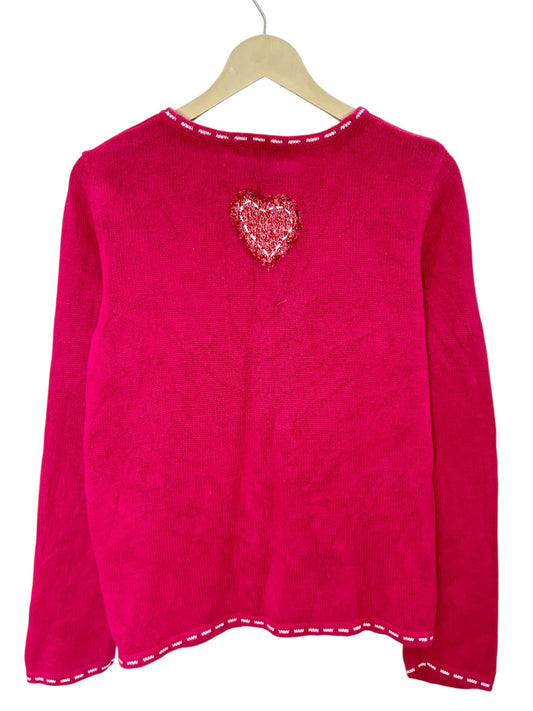 Pink Heart Zipper Cardigan