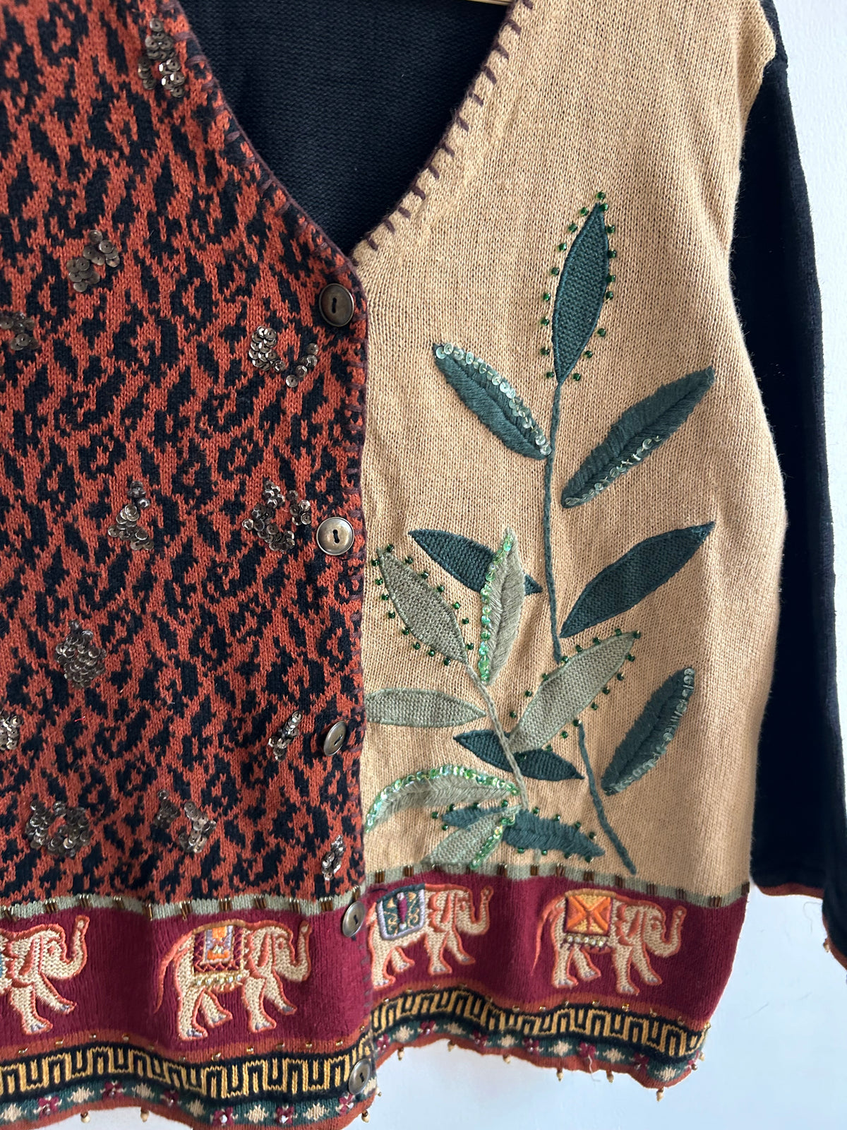 Leopard Print & Elephant Border Cardigan