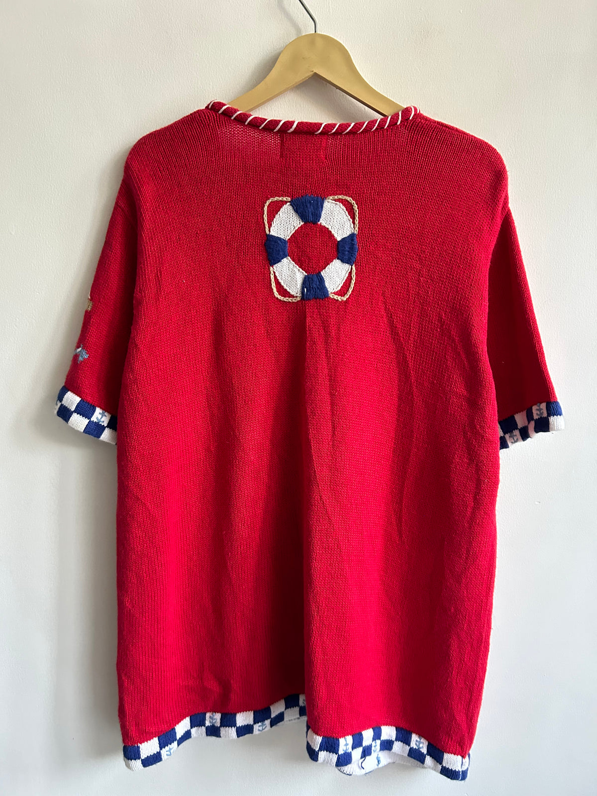 Vintage Nautical Coastal Short Sleeve Cardigan