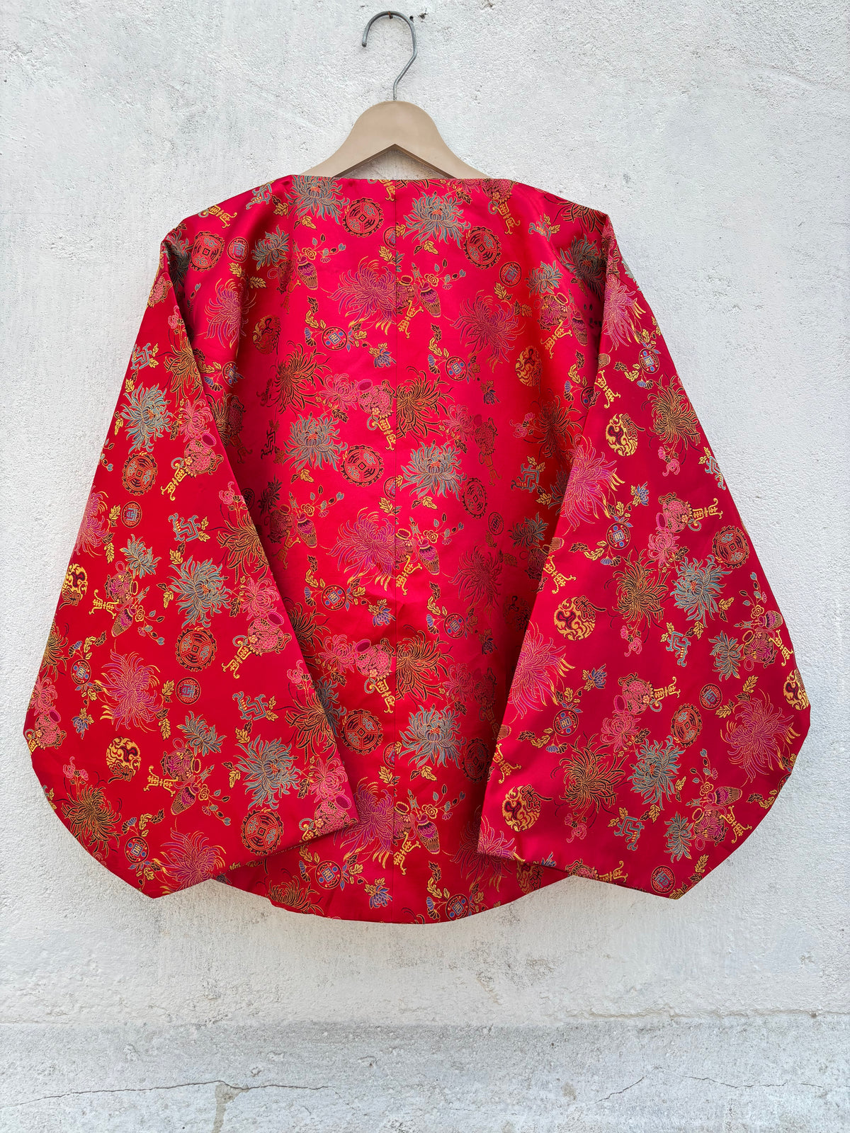Floral Vintage Red Jacket: 42”
