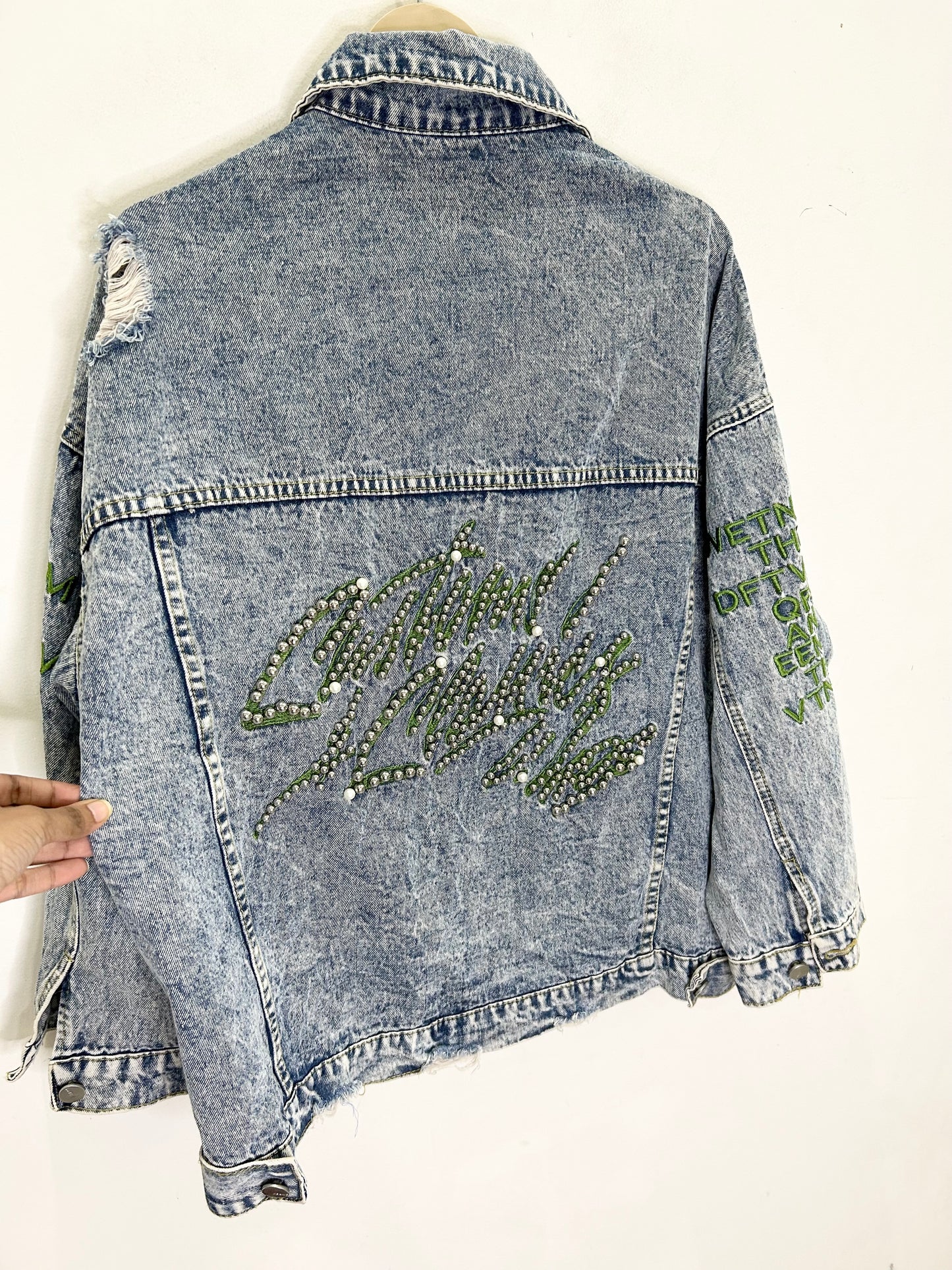Pearl Embroidered Jean Jacket