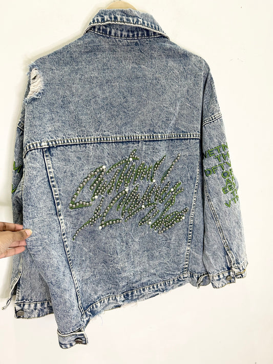 Pearl Embroidered Jean Jacket