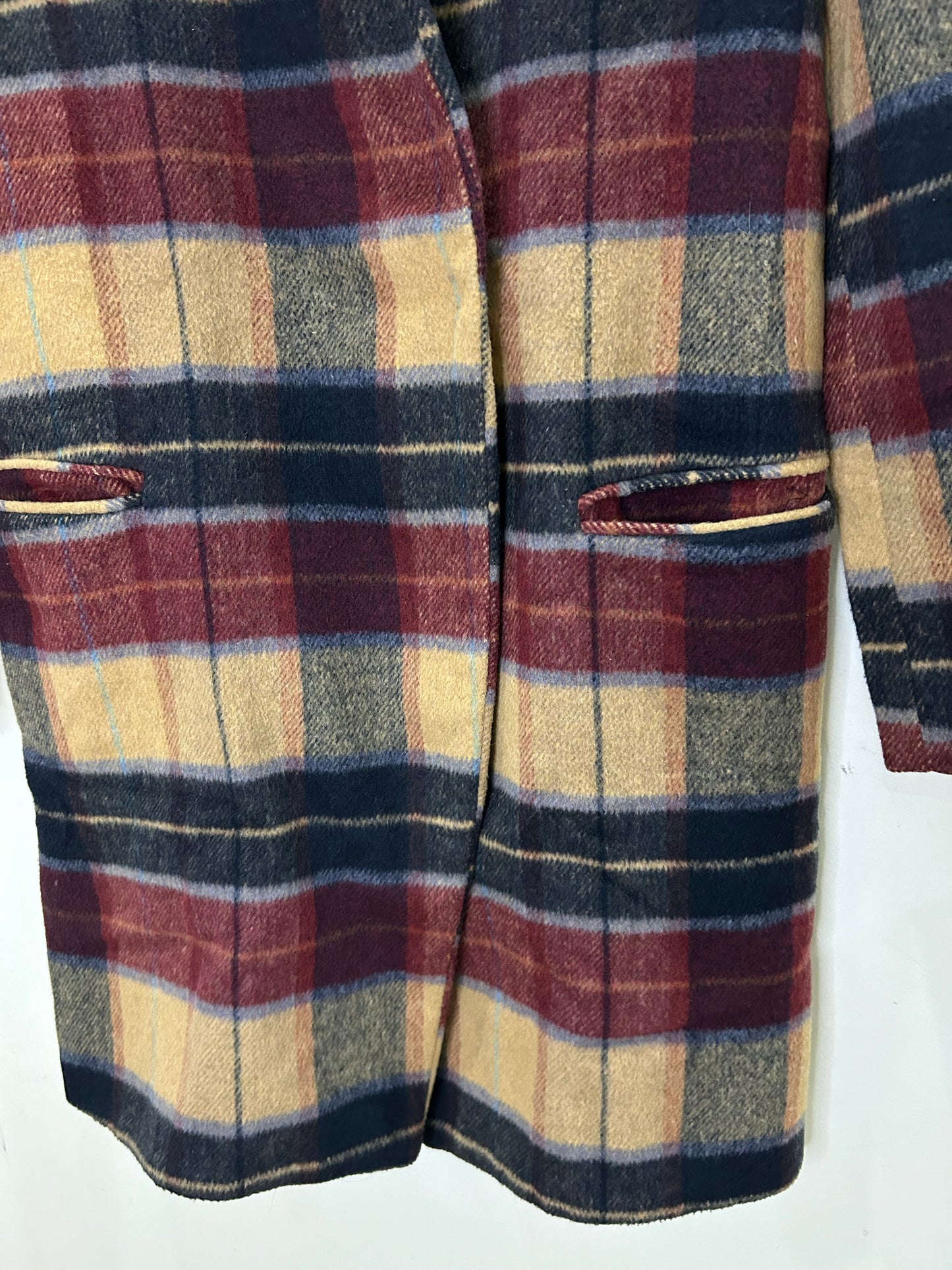 Plaid Wool Blend Coat