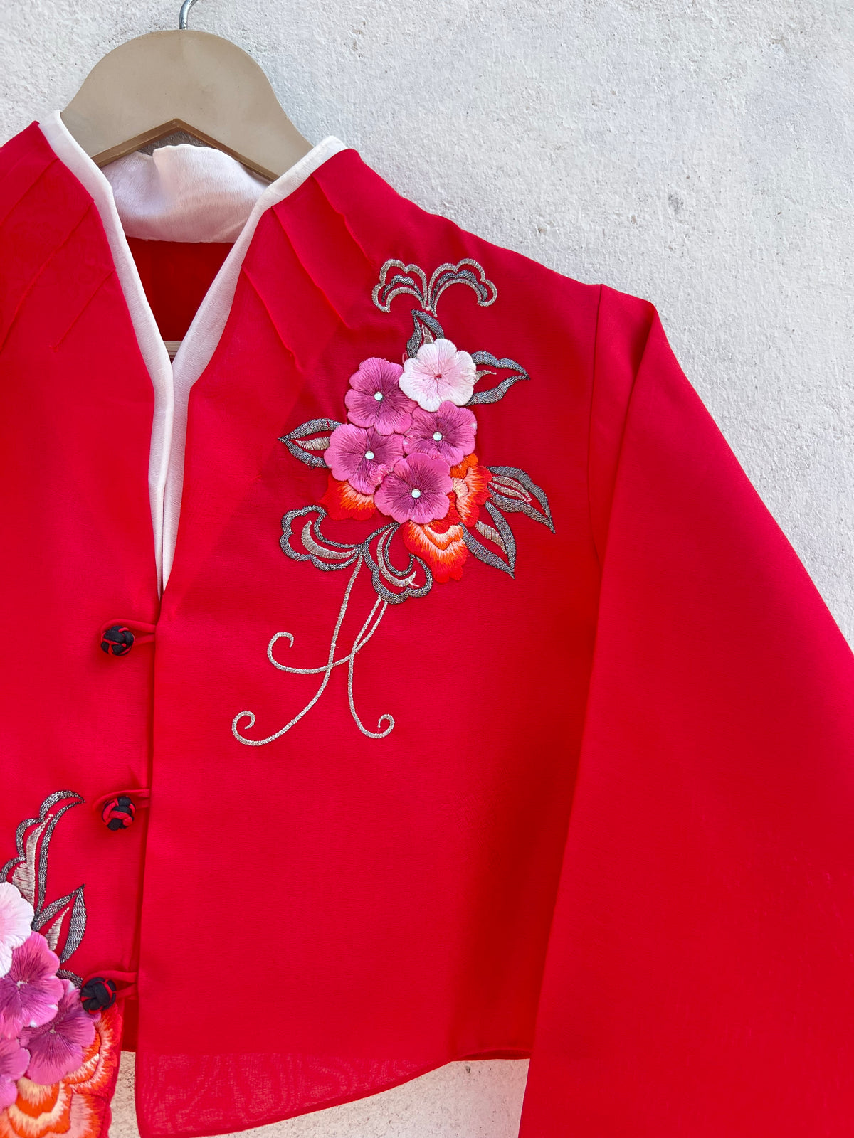 Red Floral Jacket: 32”