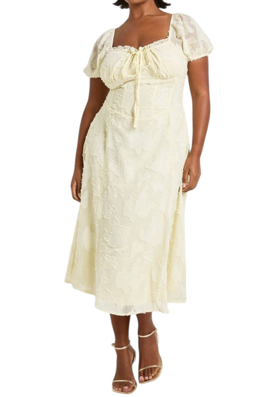 Boohoo Plus Burnout Milkmaid Midi Dress.