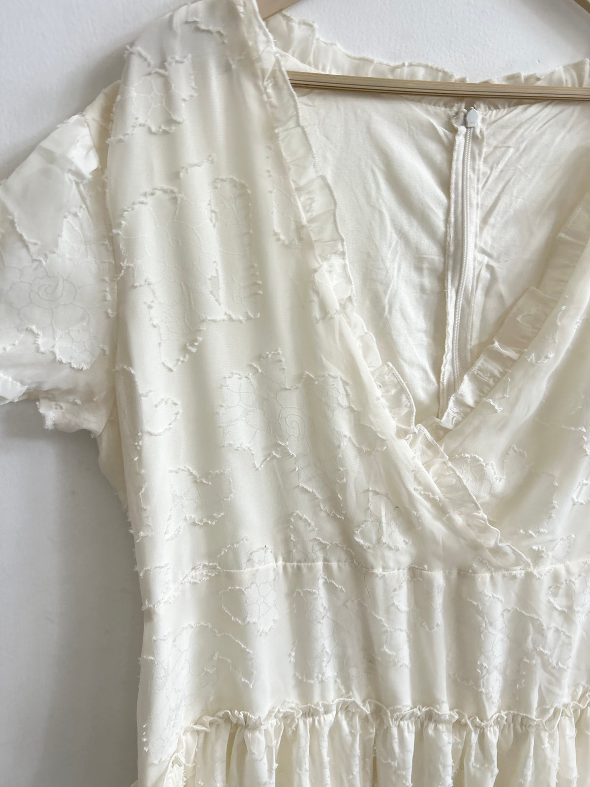 White Ruffle Dress: 44”