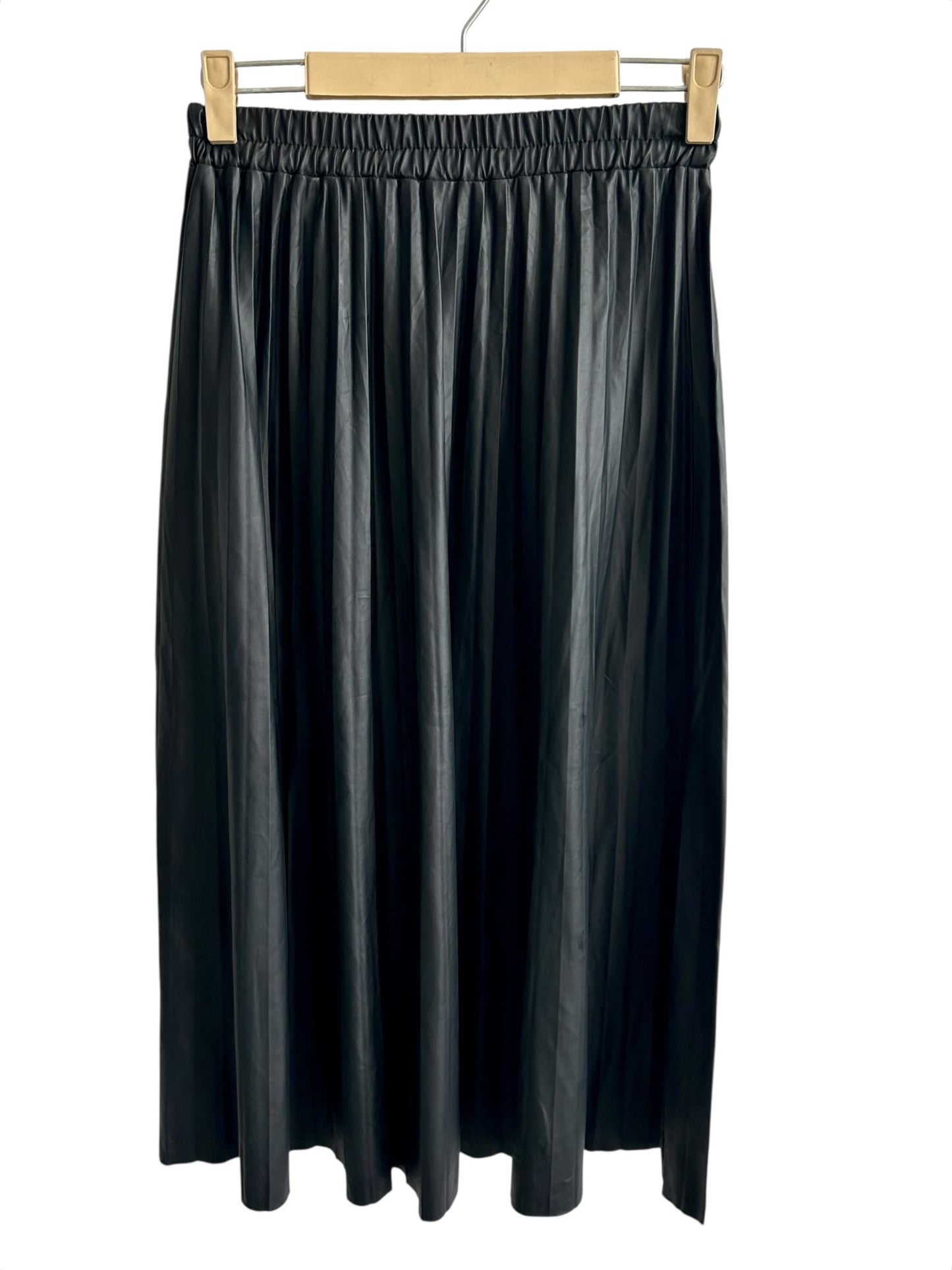 Pleated Leather Skirt