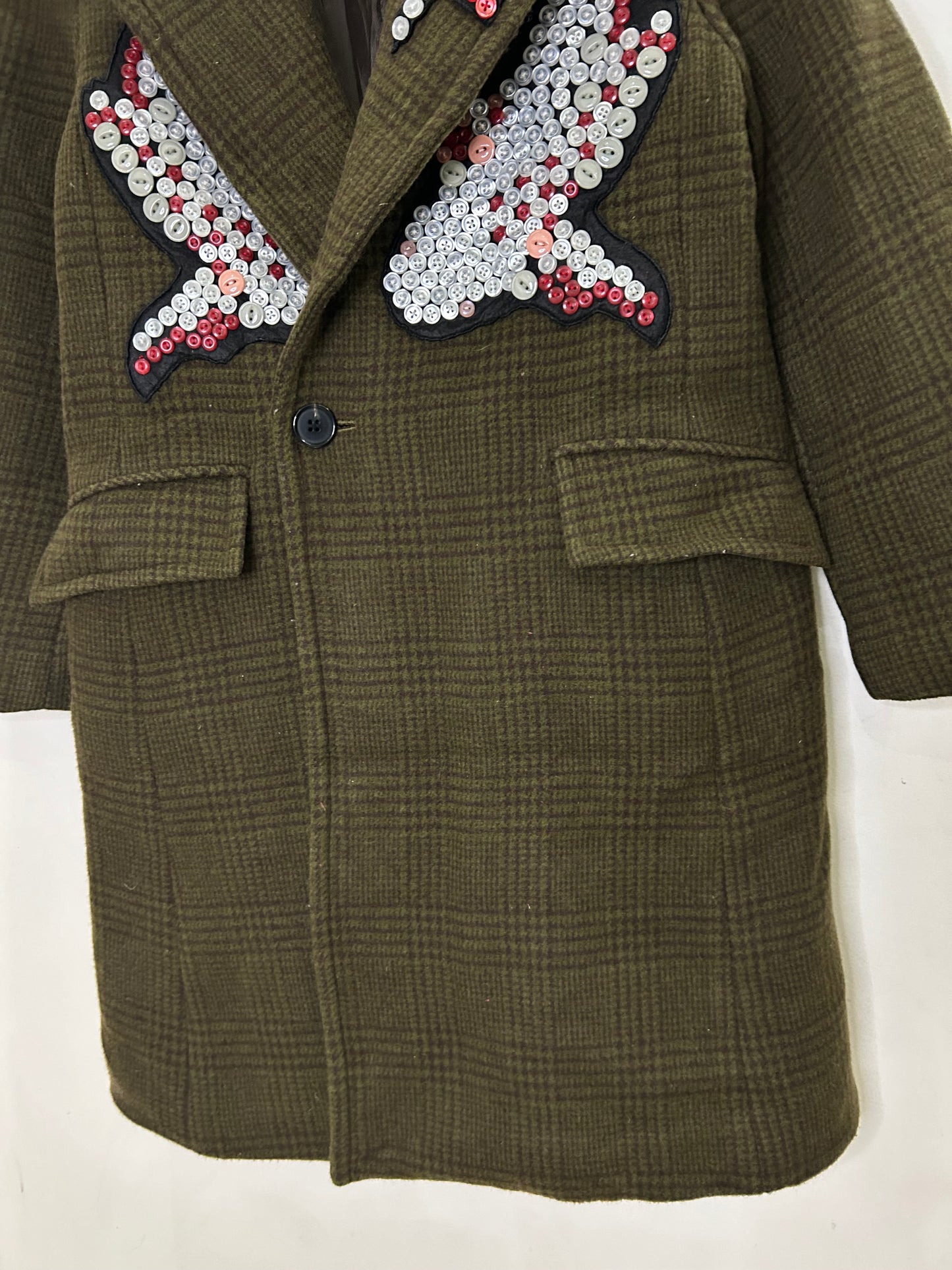 Coat with Shark Button Embellishment