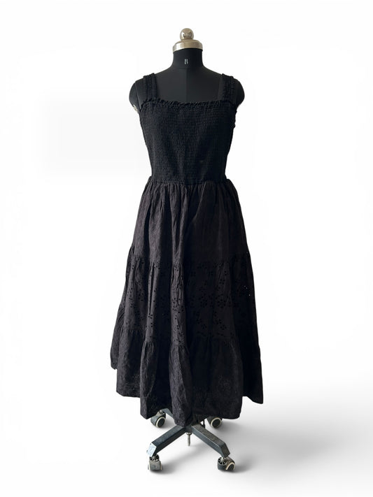 Cotton Fully Embroidered Black Dress