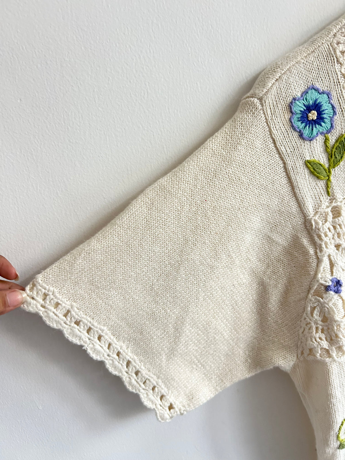 Vintage Crochet Granny Square Short Sleeve Cardigan