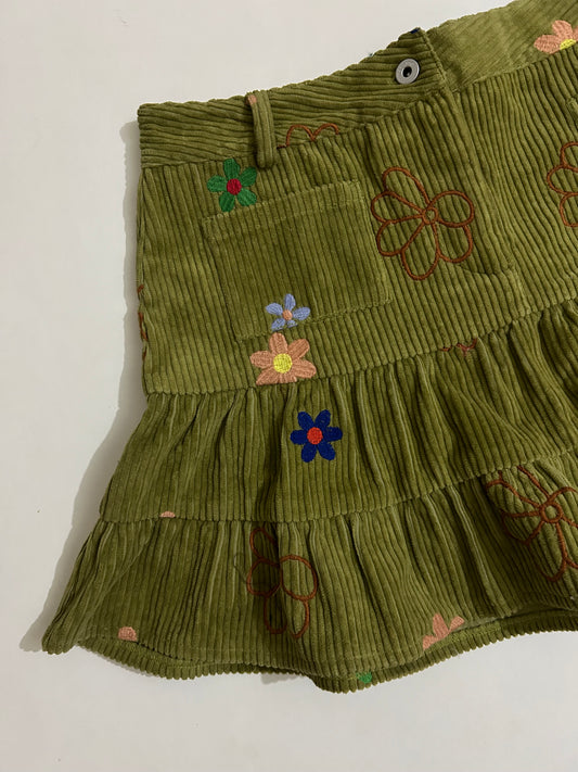 Floral Corduroy Skirt