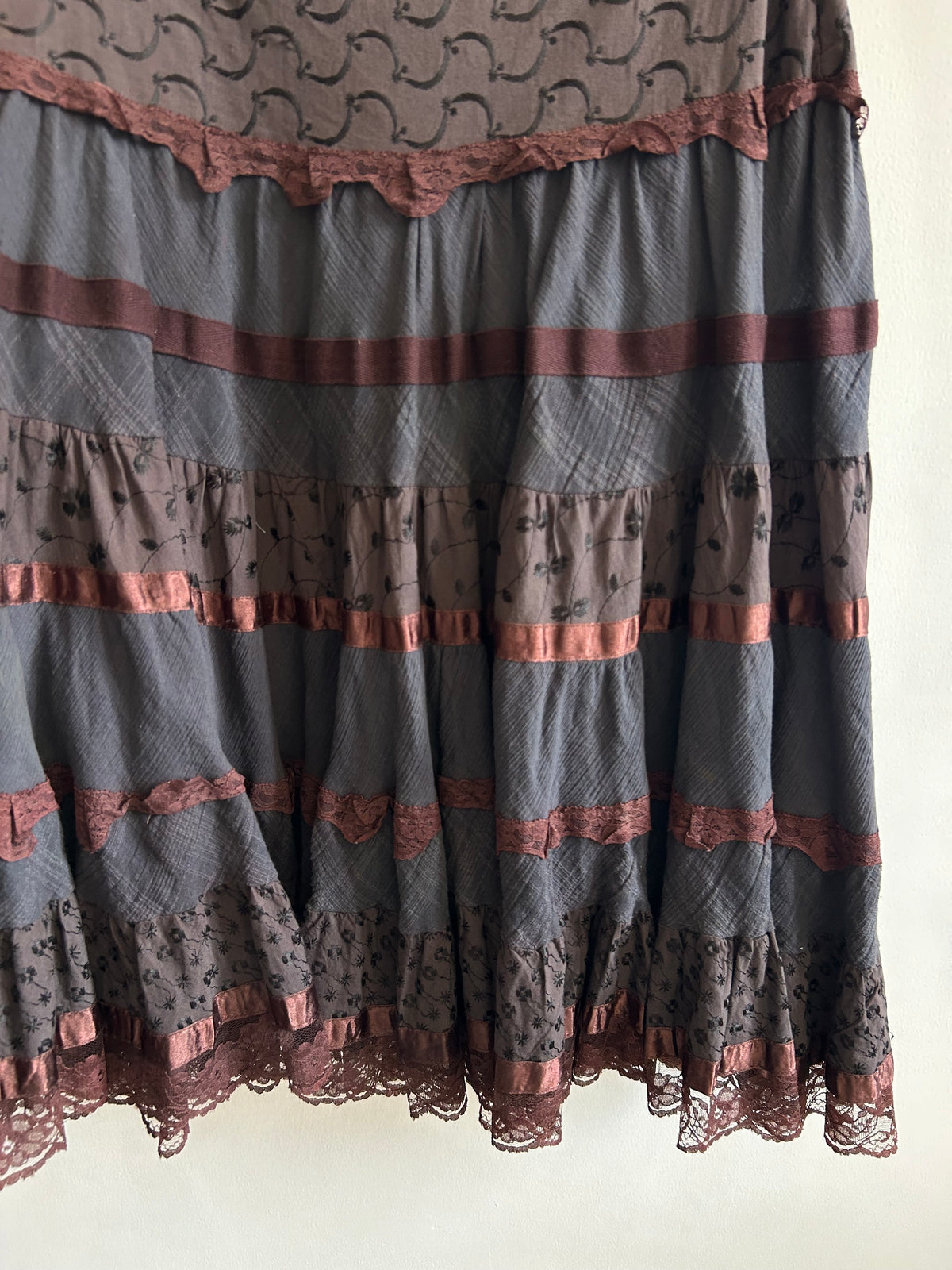 Boho Brown Ruffle Skirt
