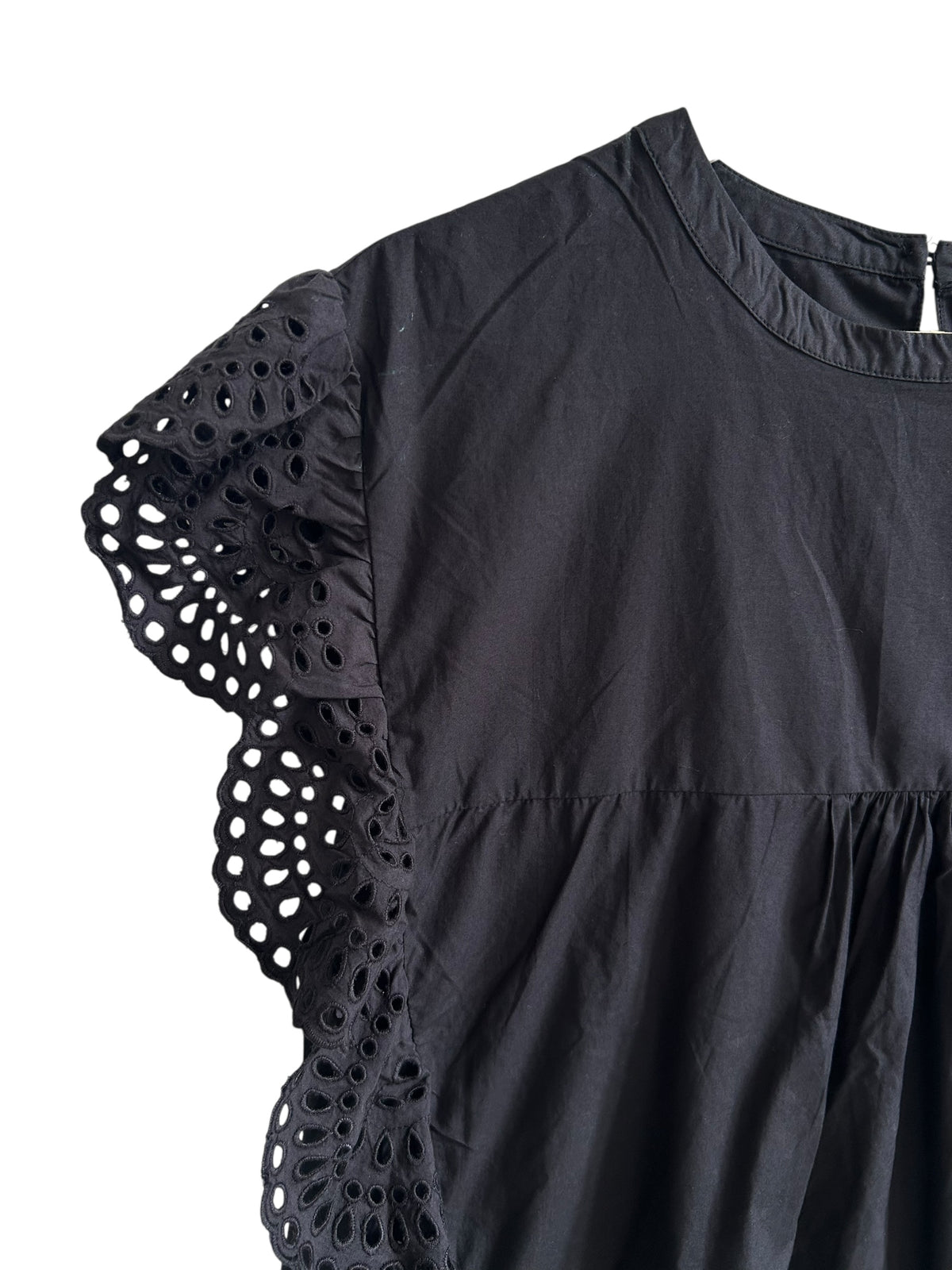 Black Flutter Sleeve Top