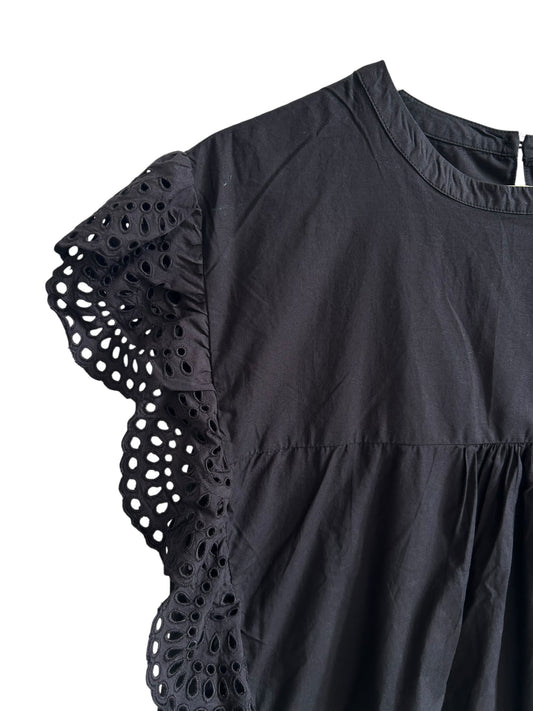 Black Flutter Sleeve Top