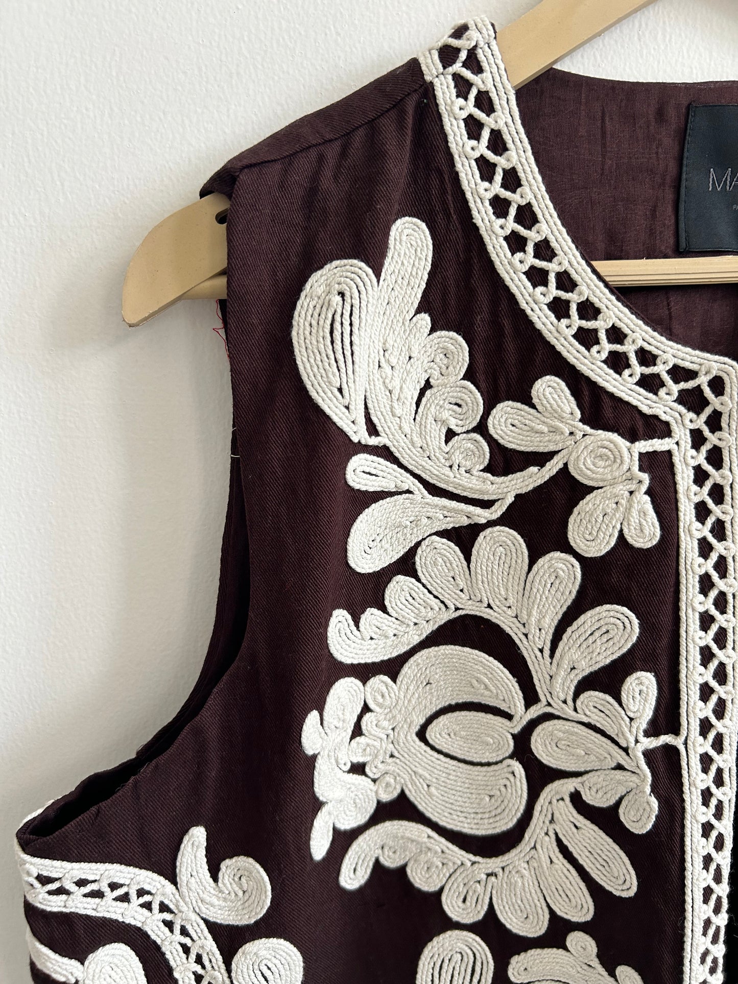 Embroidered Cotton Vest: 44”