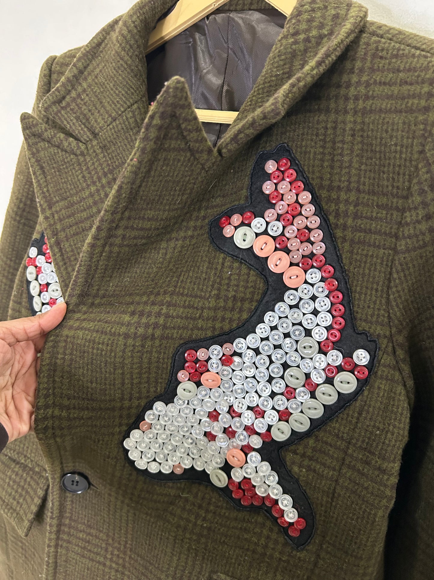 Coat with Shark Button Embellishment