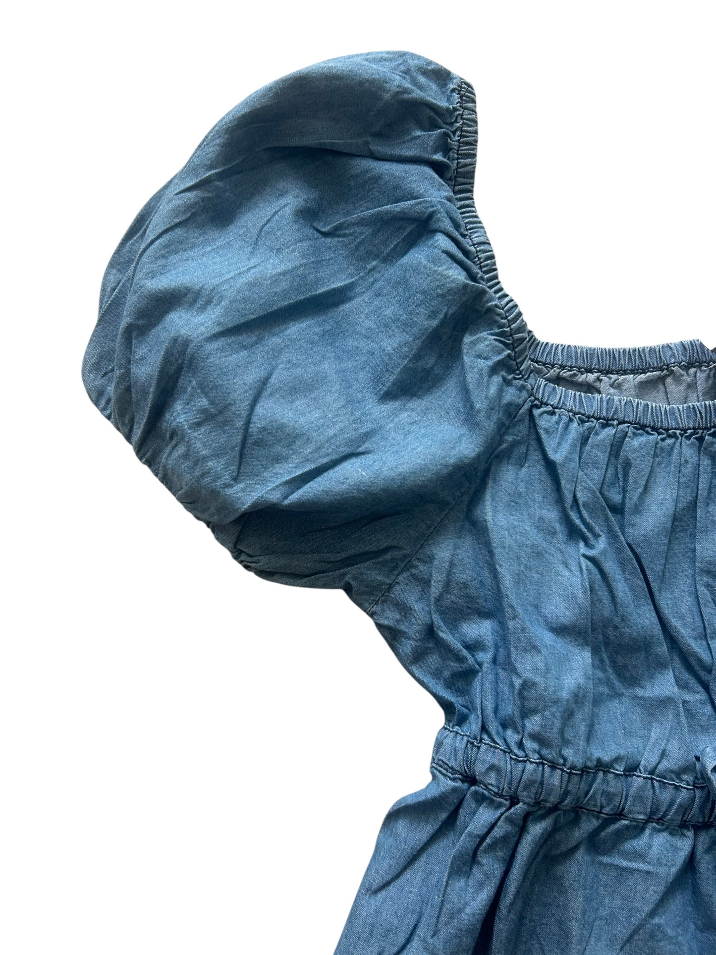 Denim Puff Sleeves Bow Top:42”