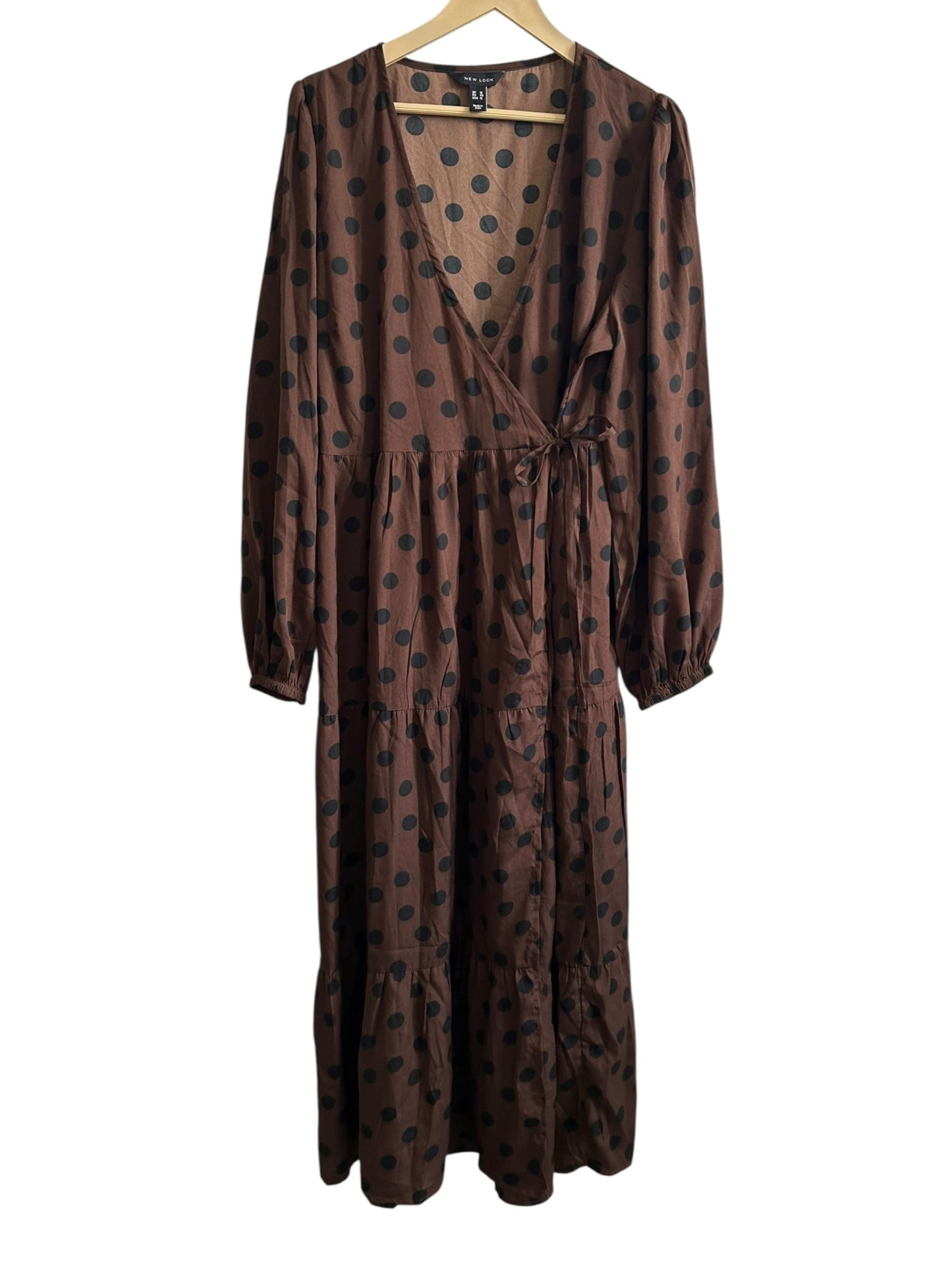 NEW LOOK Brown Polka Wrap Dress