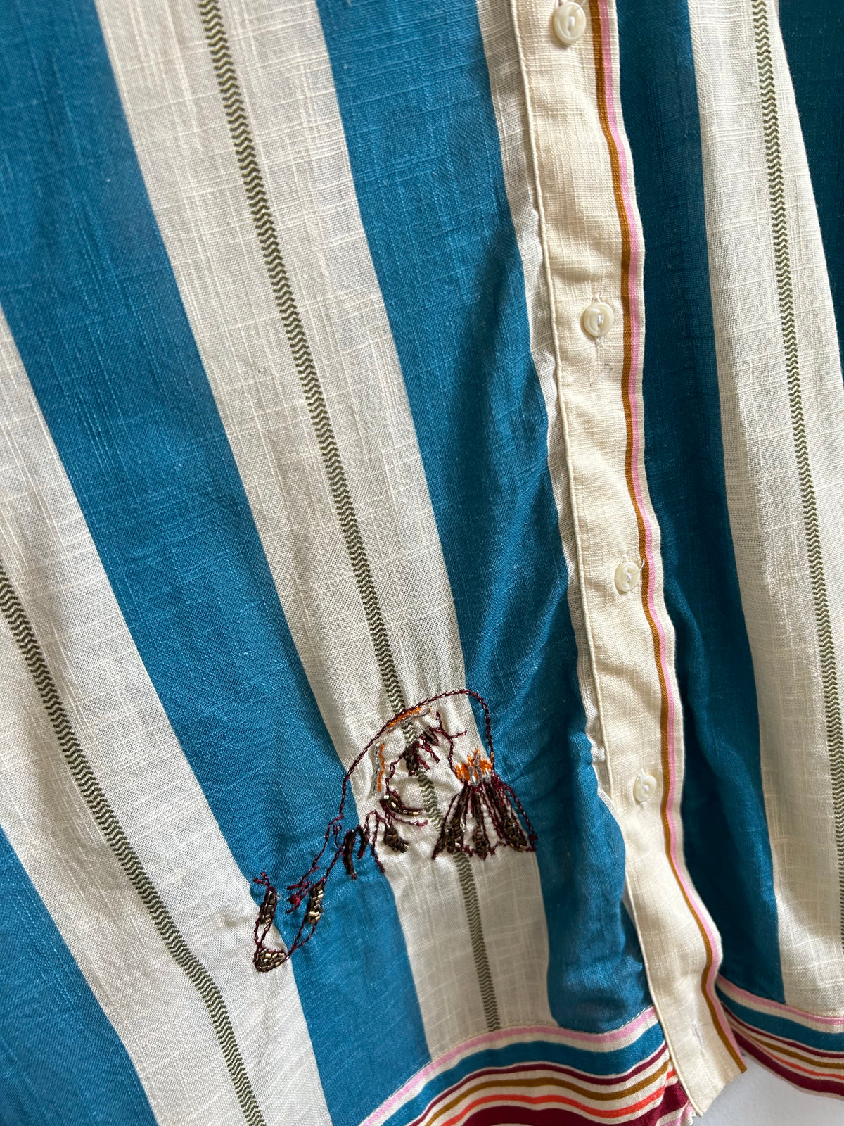 Cotton Embroidered Striped Shirt