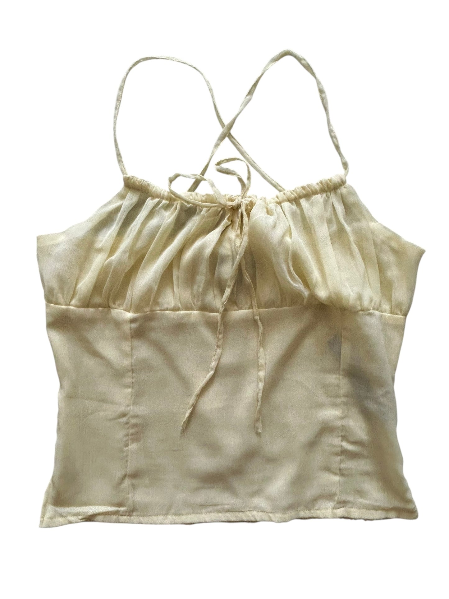 Pretty Little Thing yellow ruched bust top