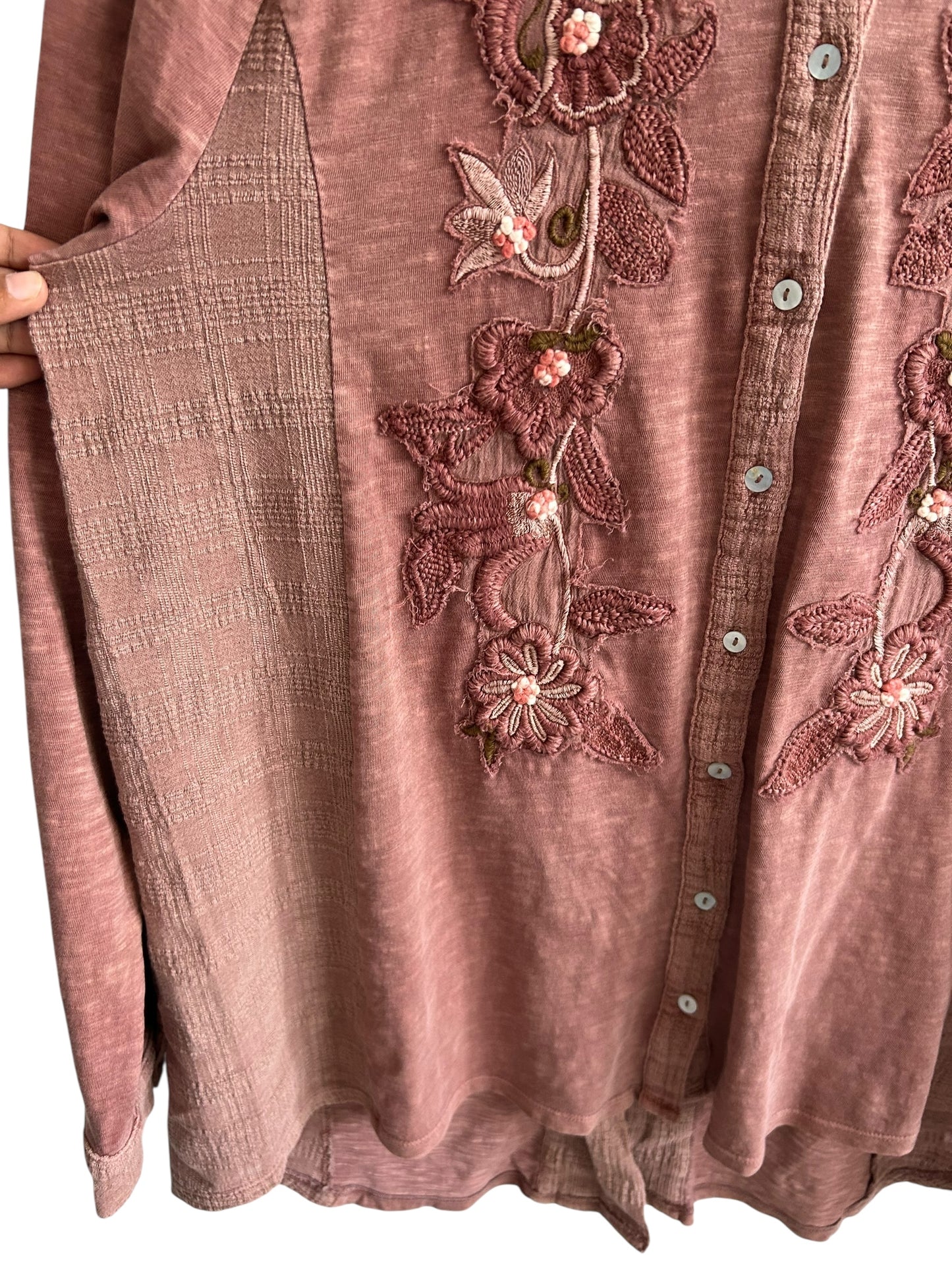 Floral Cotton Beaded Shirt