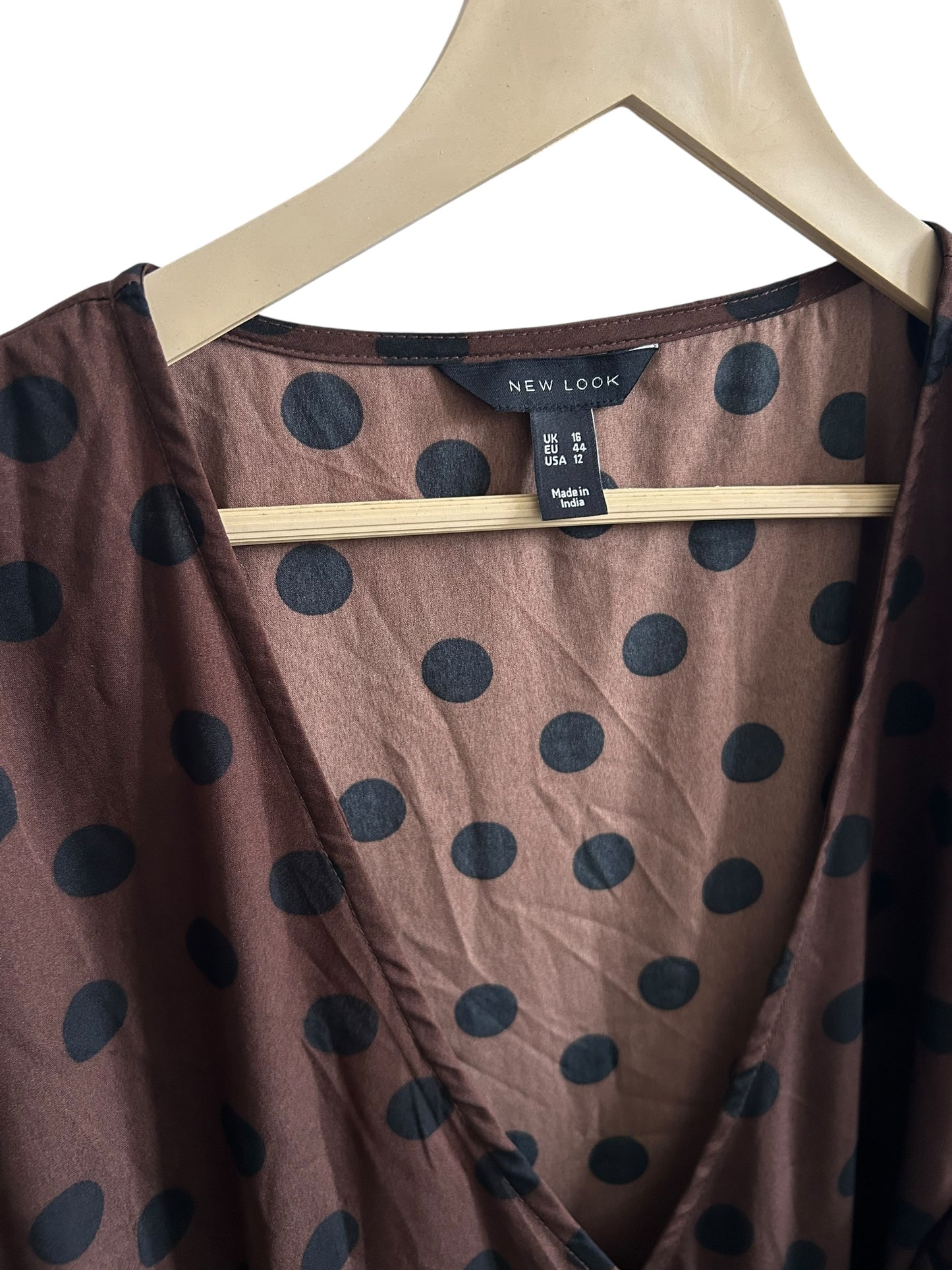 NEW LOOK Brown Polka Wrap Dress