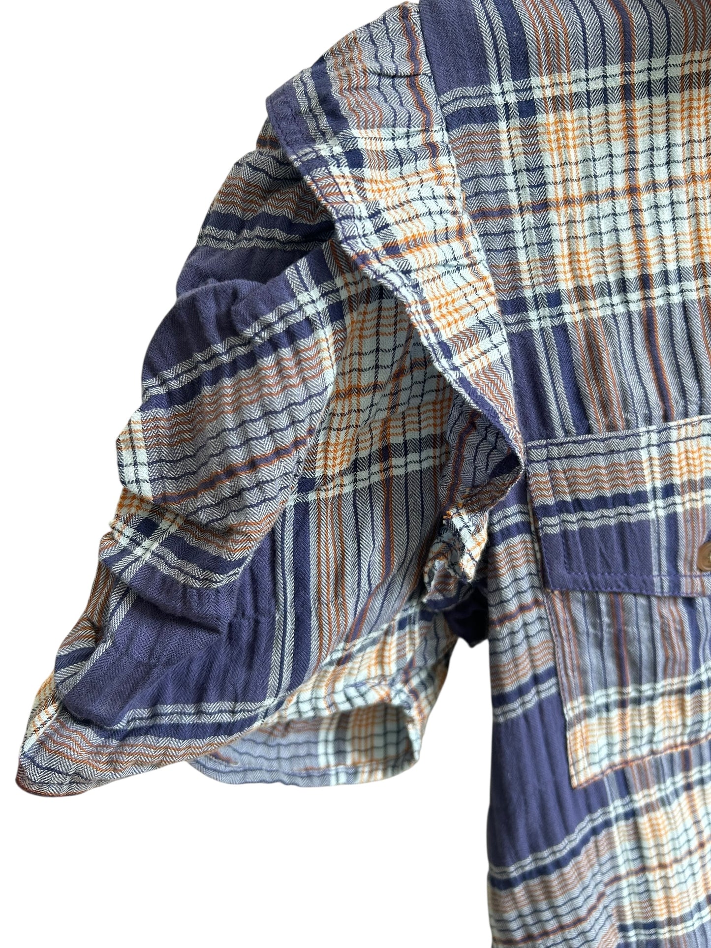 Blue Plaid Ruffle Shirt