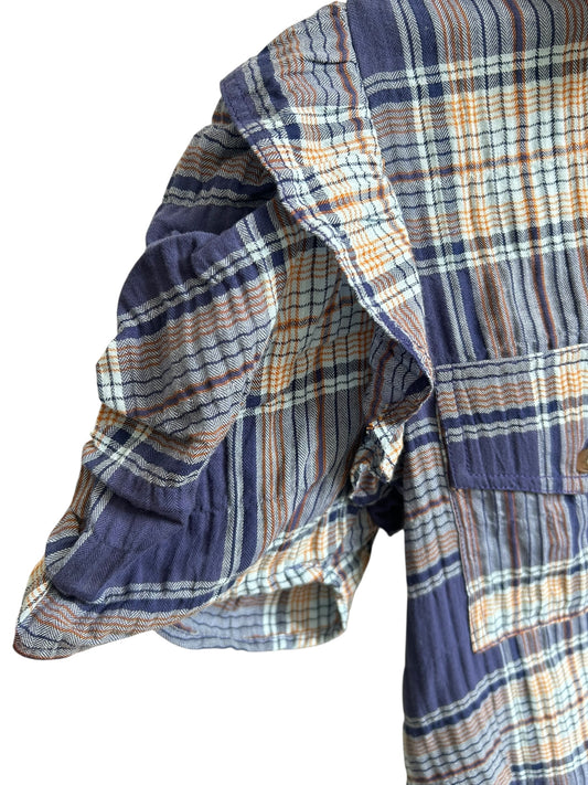 Blue Plaid Ruffle Shirt