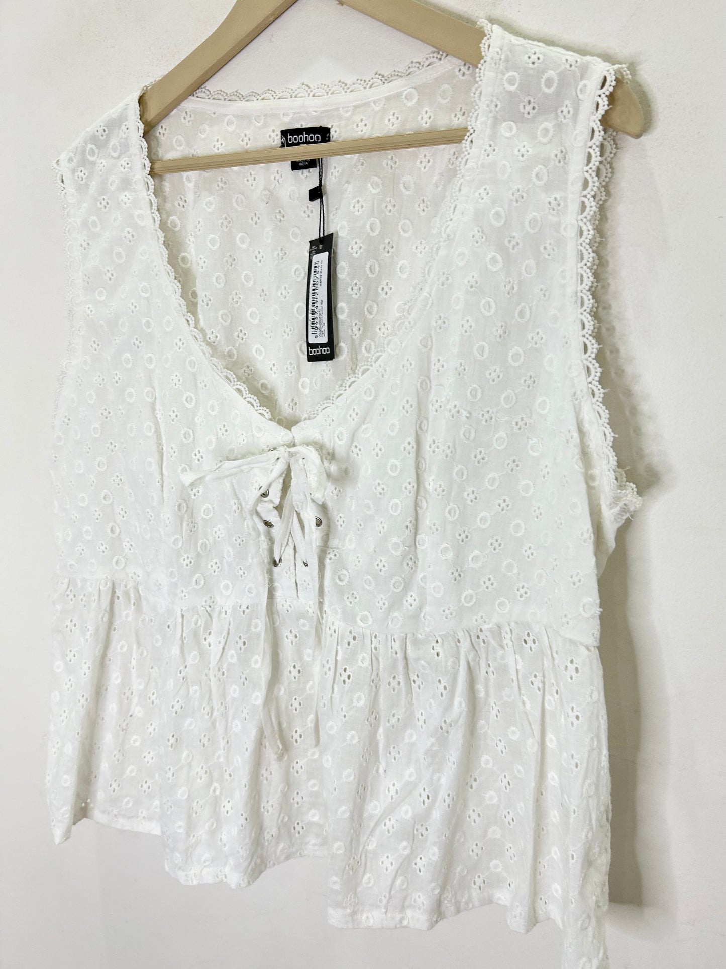 Boohoo White Cotton Top