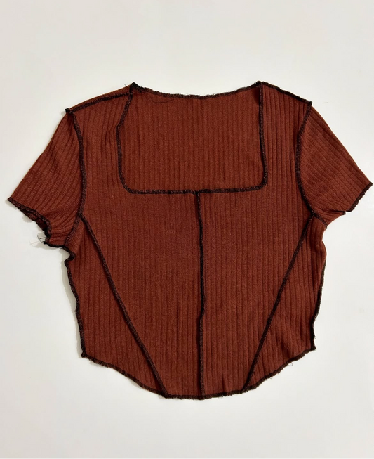 Ribbed Brown Top