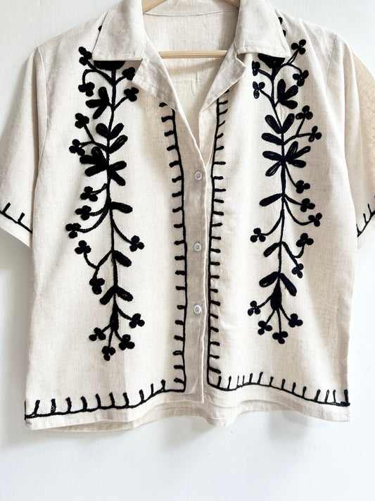 Cotton Embroidered Shirt: Chest-38”