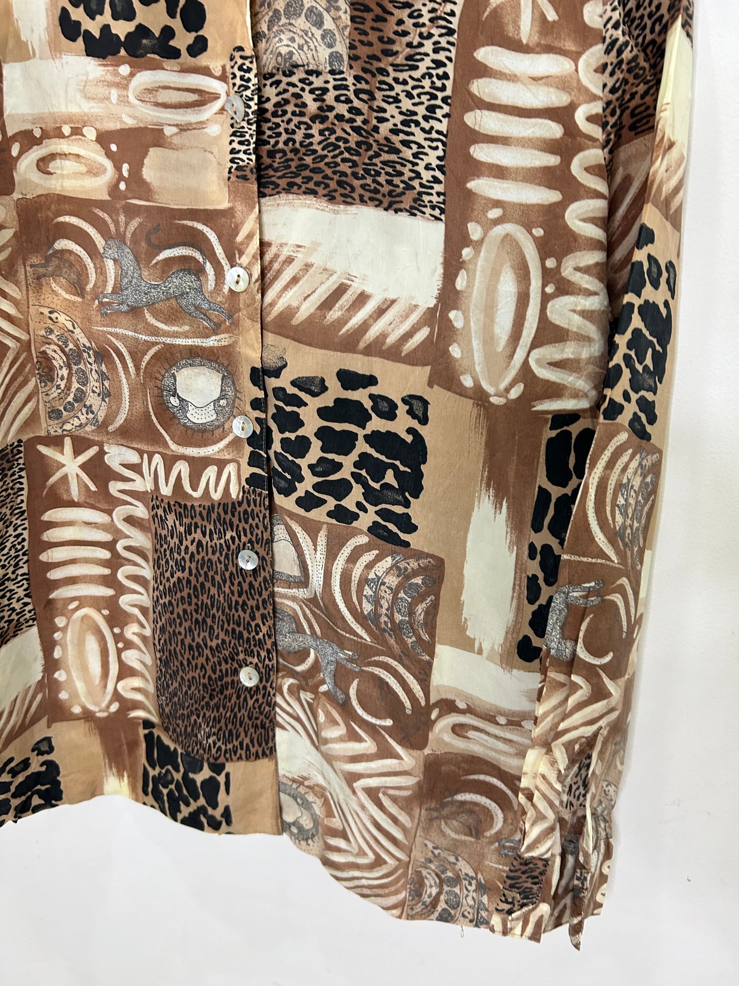 Brown Motif Shirt: Chest-40”