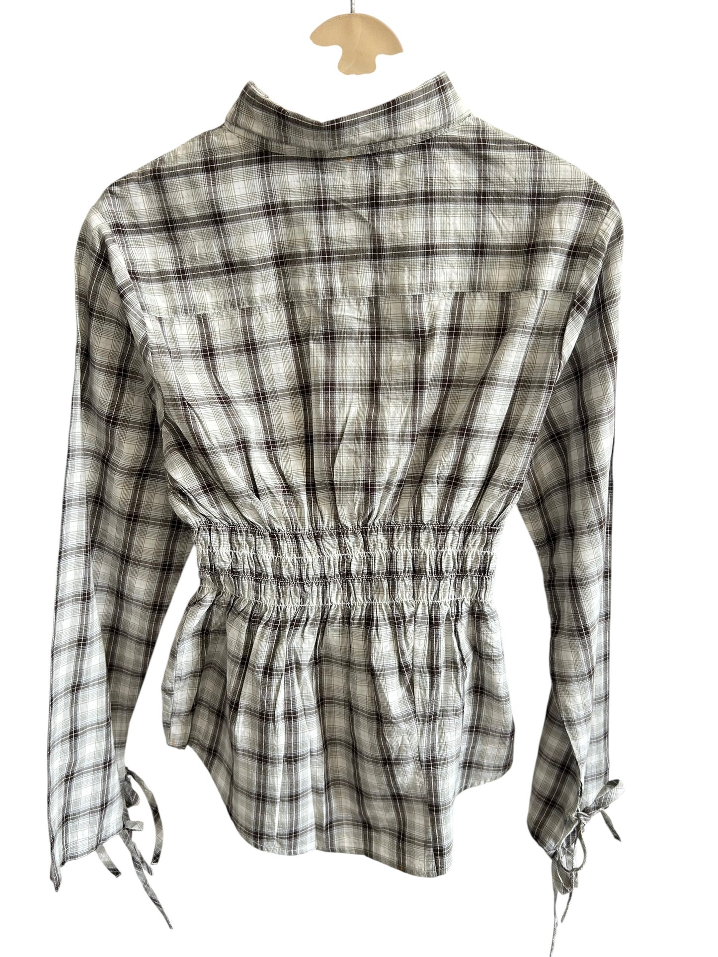 Striped Shirred Waist Shirt