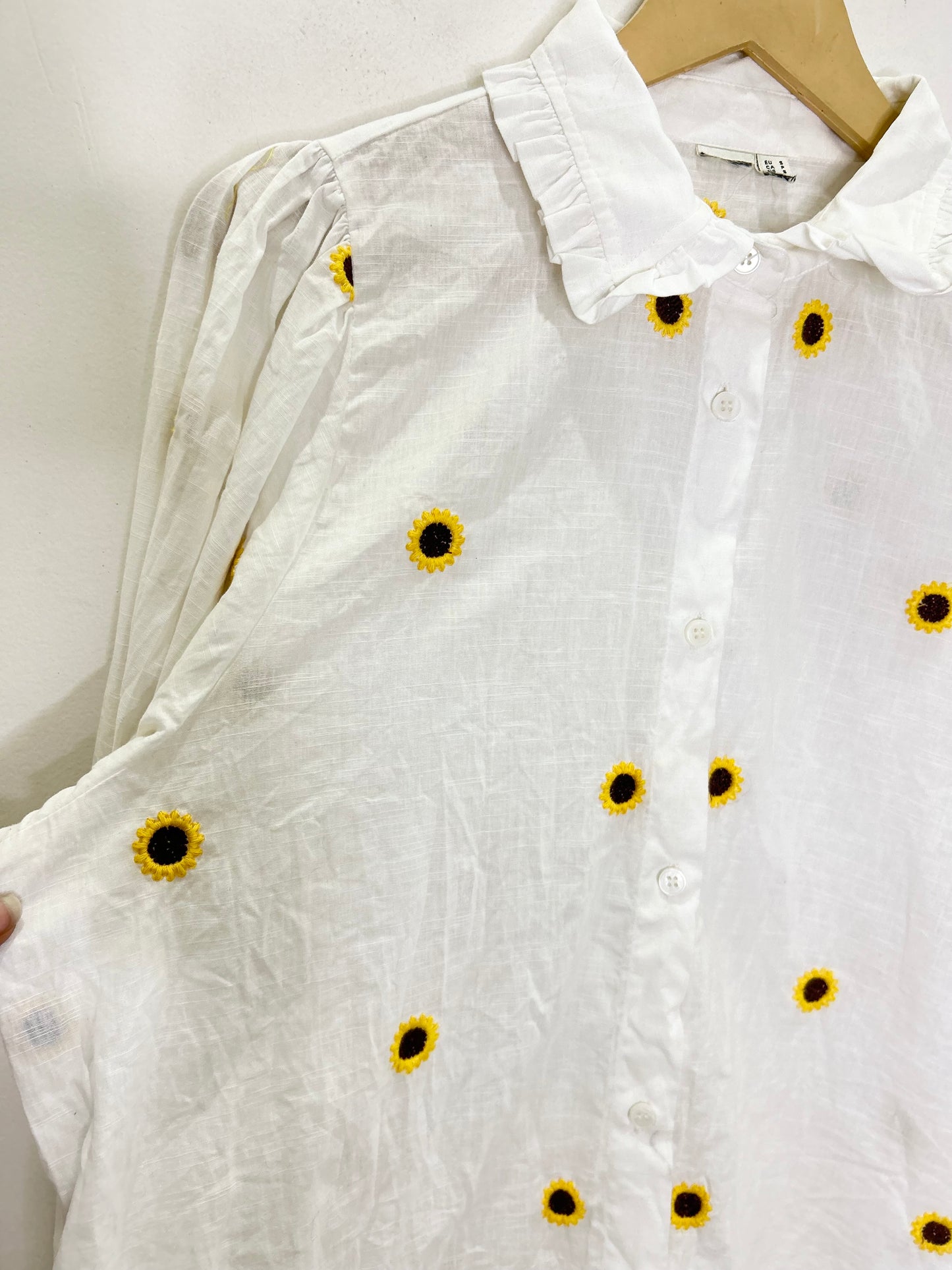 White Cotton Sunflower Shirt