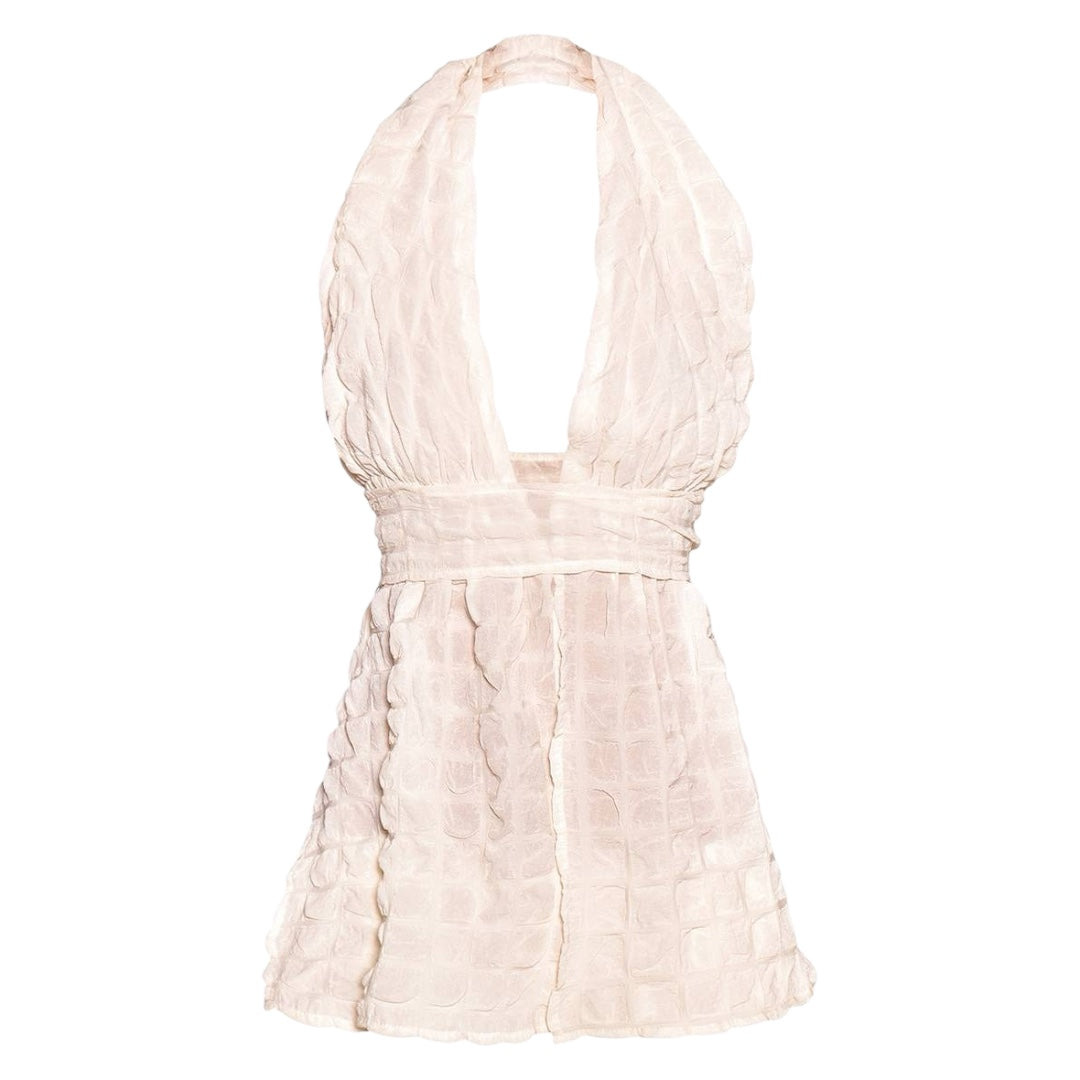PRETTY LITTLE THING Popcorn Halterneck Top