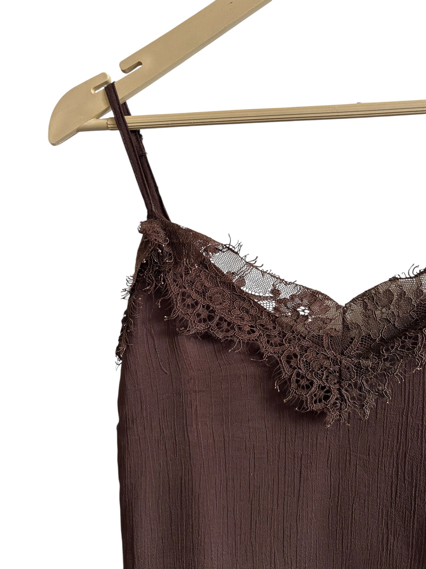 BOOHOO Lace Trim Chiffon Asymmetric Cami Top