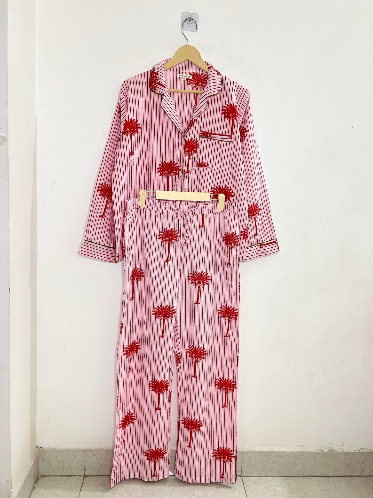 Palm Tree Striped Cotton Co-Ord Set